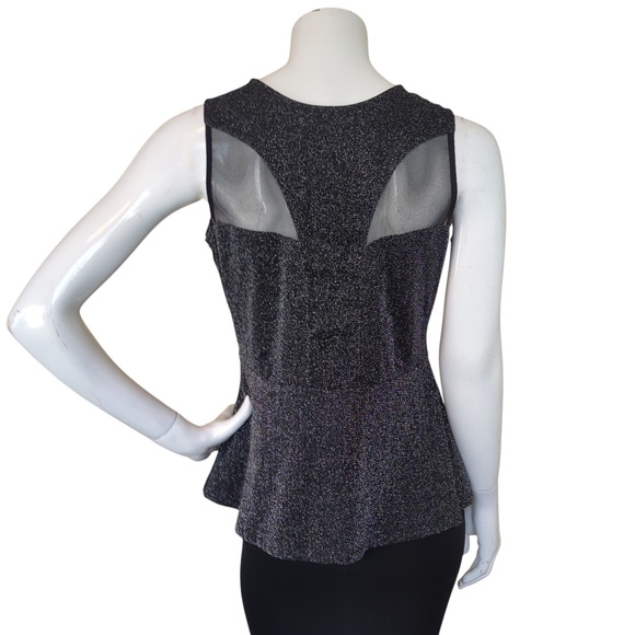 Guess Black Sparkly Peplum Sleeveless Dressy Top - Picture 5 of 12